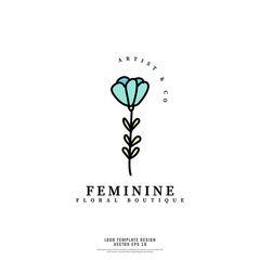 Feminine boutique logo design template isolated on white background