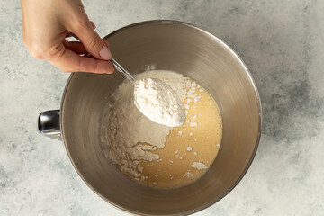 preparation of dough, preparation of bread. Home cooking