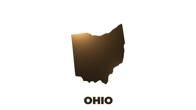 Ohio State of the United States of America. Animated 3d gold location marker on the map. Easy to use with screen transparency mode on your video.