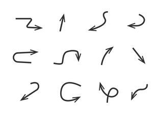 Arrow, doodle, drawing, sketch icon set. Vector illustration.