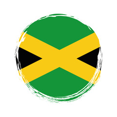 round brush painted banner with Jamaica flag on white background