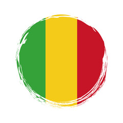 Fototapeta premium round brush painted banner with Mali flag on white background