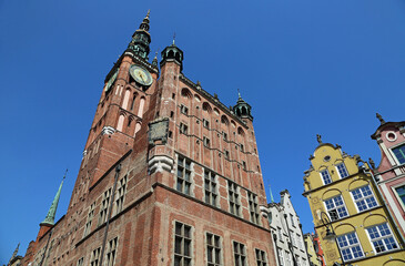 Fototapeta premium Town Hall and tenement houses - Gdansk, Poland