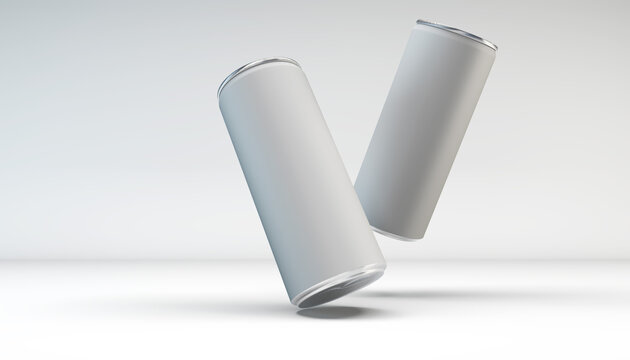 White Metal Aluminum Beverage Drink Can 330ml, 500ml. Mockup Template Ready For Your Design. Isolated On White Background. Product Packing. Stylish trendy illustration,graphic design -3D render.
