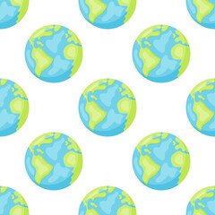 Stylized planets Earth abstract seamless space pattern background. Solar system planets children wallpaper texture tile.