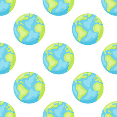 Stylized planets Earth abstract seamless space pattern background. Solar system planets children wallpaper texture tile.