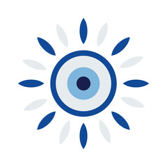 Blue eye. Turkish amulet against the evil eye. Guardian Nazar. An attribute of traditional magic. The blue sphere with rays looks like the sun. 