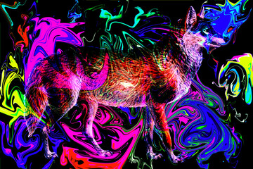 Beautiful and colorful liquify background with fox design