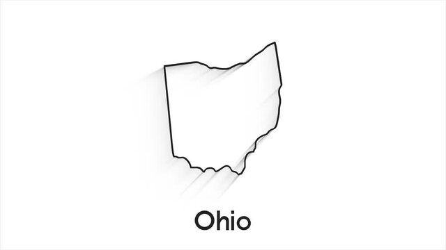 Ohio State of the United States of America. Animated line location marker on the map. Easy to use with screen transparency mode on your video.