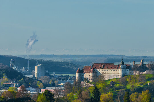 Hellenstein Castle (Schloss Hellenstein) above the city of Heidenheim an der Brenz in eastern Baden-W&uuml;rttemberg, Germany