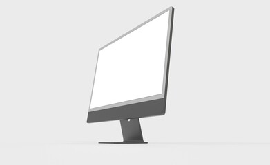 Computer display mock up with blank white screen. Stylish desktop computer mockup. new in 3d