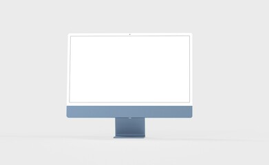 Computer display mock up with blank white screen. Stylish desktop computer mockup. new in 3d