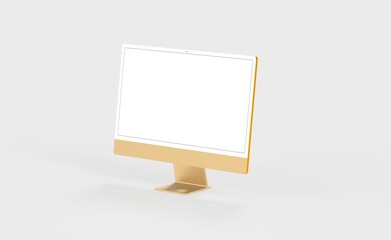 Fototapeta premium Realistic 3D new display imac Computer, with a white screen, isolated on a background