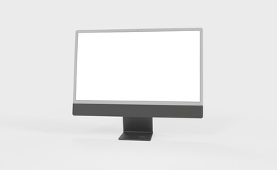 Realistic 3D new display imac Computer, with a white screen, isolated on a background