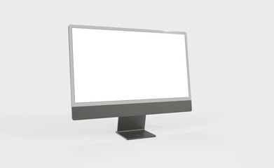 Realistic 3D new display imac Computer, with a white screen, isolated on a background
