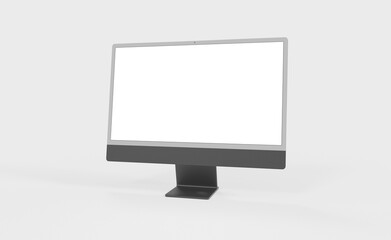 Realistic 3D new display imac Computer, with a white screen, isolated on a background