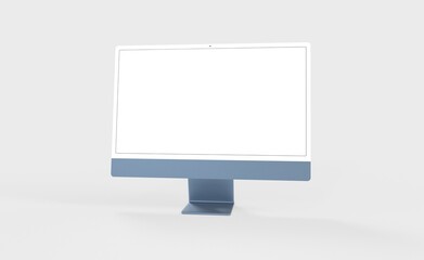 Realistic new flat screen computer monitor 3d style mockup with blank screen isolated 3d