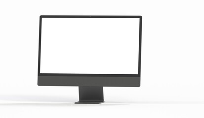 Computer display with blank white screen 3d