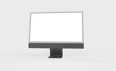 Realistic new flat screen computer monitor 3d style mockup with blank screen isolated 3d