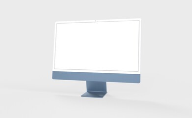 Realistic new flat screen computer monitor 3d style mockup with blank screen isolated 3d