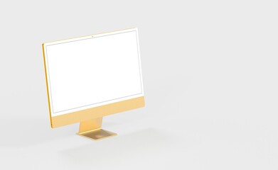 Realistic new flat screen computer monitor 3d style mockup with blank screen isolated 3d