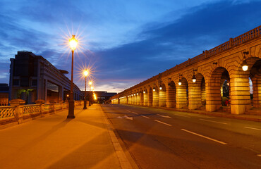 The Bercy bridge at night, Paris, France