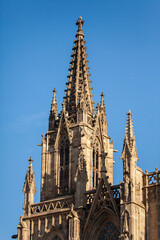 Fototapeta na wymiar Cathedral of the Holy Cross and Saint Eulalia in Barri Gothic Quarter in Barcelona, Catalonia, Spain