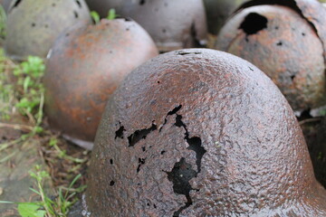 helmets of Soviet soldiers of the Great Patriotic War