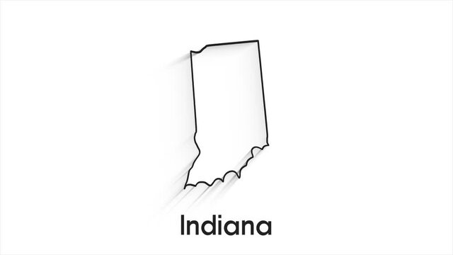 Indiana State of the United States of America. Animated line location marker on the map. Easy to use with screen transparency mode on your video.