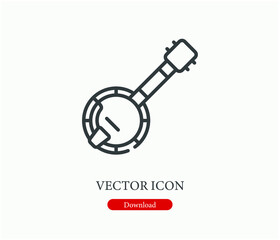   Banjo vector icon.  Editable stroke. Linear style sign for use on web design and mobile apps, logo. Symbol illustration. Pixel vector graphics - Vector