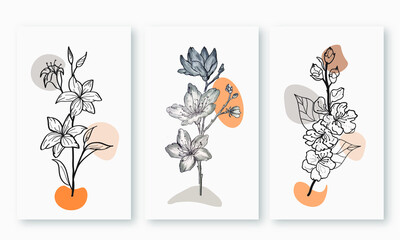 Boho Flower Lne Art Set