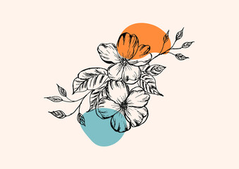 Floral design line art