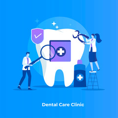 Flat illustration dental care concept. Illustration for websites, landing pages, mobile applications, posters and banners.