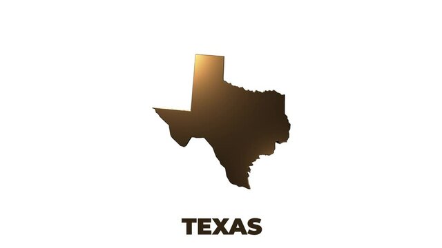 Texas State of the United States of America. Animated 3d gold location marker on the map. Easy to use with screen transparency mode on your video.