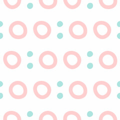 Seamless pattern with repeating dots and circles drawn by hand. Simple vector illustration.