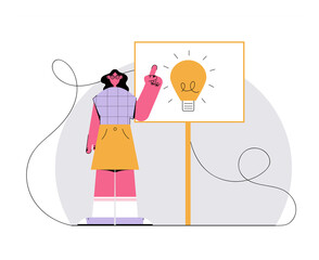 Vector illustration. Creative thinking abstract concept. Idea management, project management, startup collaboration, find solution.