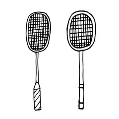 Set of badminton rackets, badminton racket isolated, badminton, sport equipment