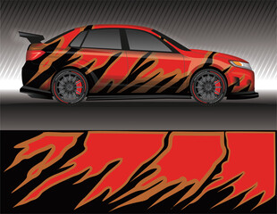 Car livery wrap decal, rally race style vector illustration abstract background © Sariyah