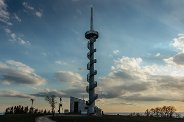 Modern Lookout Tower on Sibenik Hill, close to Novy Hradek village, Eagle,Orlicke, Mountains, Czech...