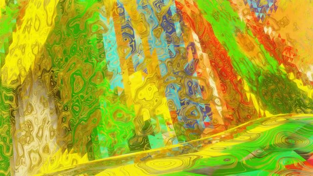 deforming rainbow wave surface. looped background. 3d render