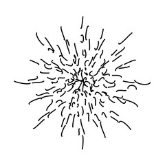 Explosion effect of random radial black lines on a white background. Floral abstract circular pattern. 