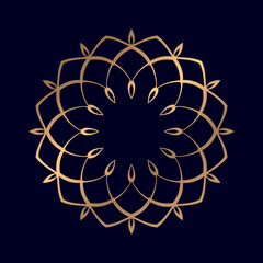 Luxury Mandala Vector for coloring book. Golden Arabesque Ornamental mandala Wedding card Cover Weave design elements Yoga logos.