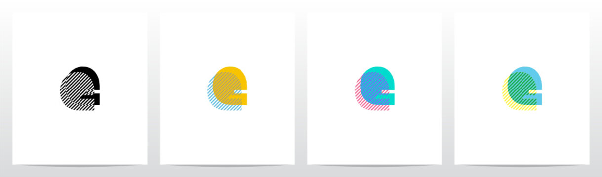 Stripes On The Foreground Letter Logo Design E