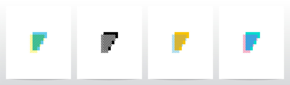 Stripes On The Foreground Letter Logo Design F