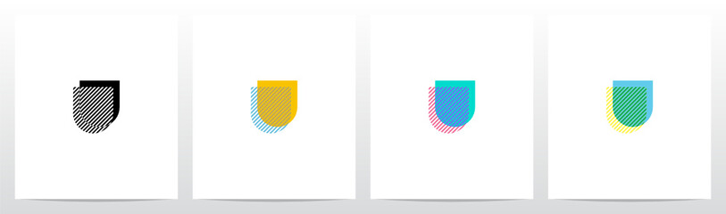 Stripes On The Foreground Letter Logo Design U