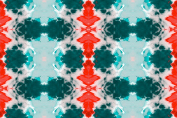 Seamless repeat tye die in teal, aqua, blue, white and red