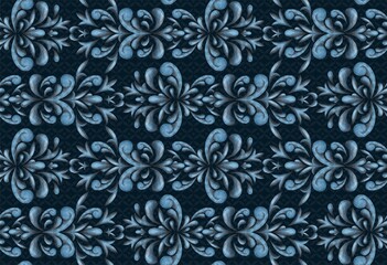 Classic pattern for luxury interior decoration and trendy print for fabrics. Texture processing of elements of the Baroque style. Symmetrical arabesques in a seamless background