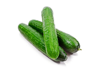 Fresh cucumbers isolated on a white background.