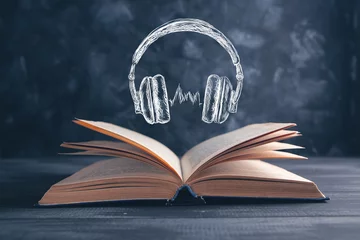 Foto op Plexiglas Muziekwinkel headphones listen to music or audiobook