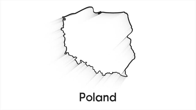 Poland Map Showing Up Intro By Regions 4k animated Poland map intro background with countries appearing and fading one by one and camera movement